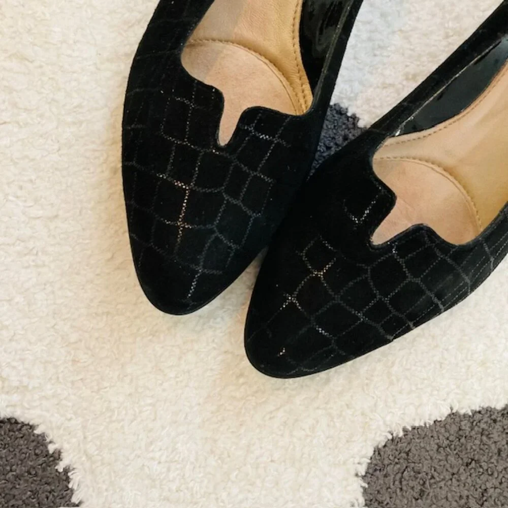 Beautifeel $315 Womens 41 US 10-10.5 Mystique Black Croc Print Kitten Heel Pumps - Picture 6 of 12